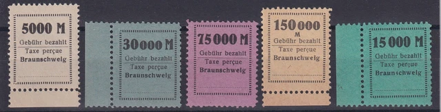 Braunschweig Lokalausgaben 1923 Gebühr bezahlt kpl. Satz 5 Werte postfrisch **