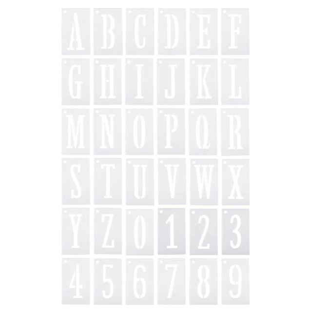 4"" 36 Embalaje Letras Números Plantillas 3"" Ancho con Anillo para Pintura Blanco