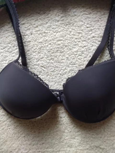 Lily of France Padded Underwire PushUp Convertible Charcoal Gray Bra T-shirt 34B