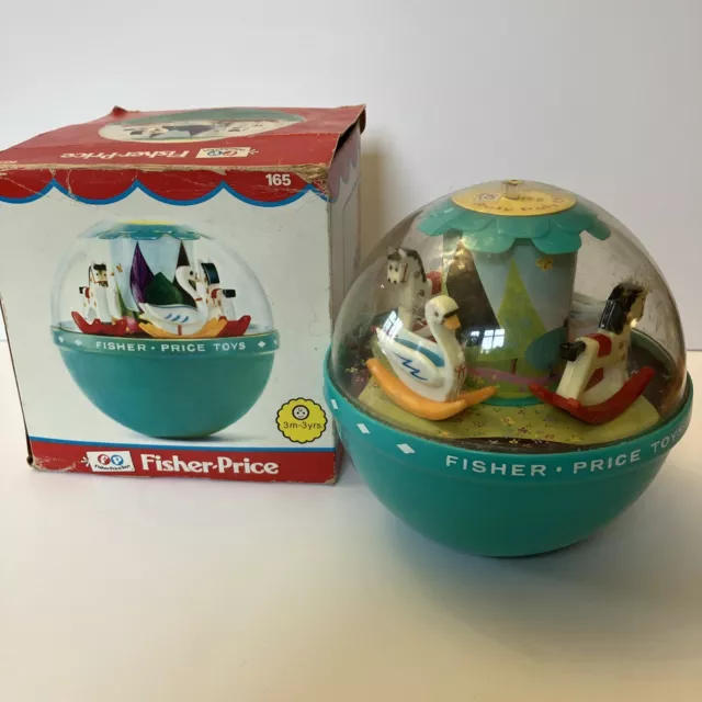 VINTAGE 1972 FISHER PRICE TOYS ANCIEN JOUET Roly Poly Chime Ball Culbuto