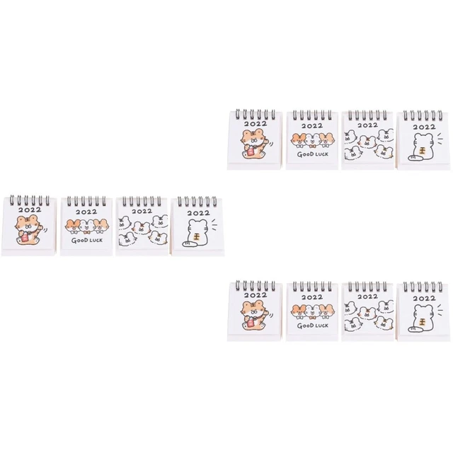 12 Pcs Mini Calendario Scrivania Tigre Tavolo Piedi Portatile Cavalletto