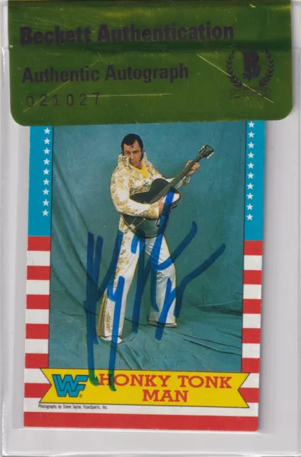 Honky Tonk Man Signed 1987 Topps WWF Rookie Card #13 BAS COA WWE RC Autograph