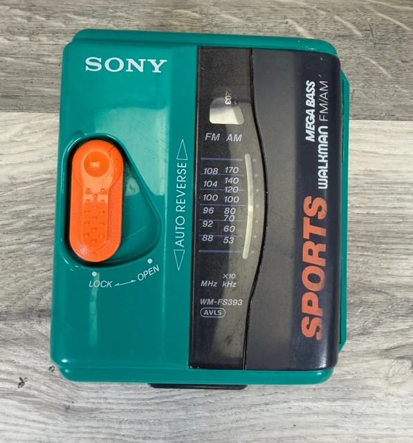 SONY SPORTS WALKMAN WM-FS393 Teal Am Fm Cassette Player Radio Mega