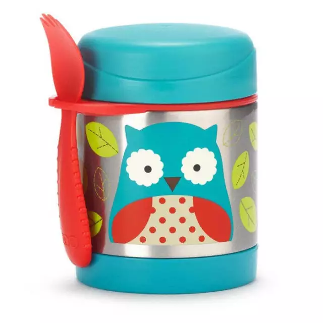 Skip Hop Zoo Kids Baby Colourful Stainless Steel Insulated Food Jar Owl 2Pc Set