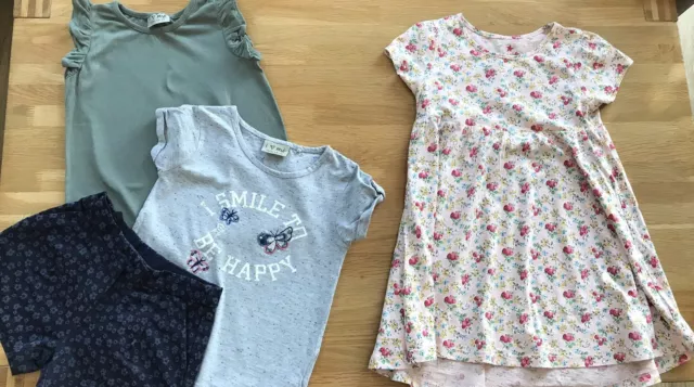 Next Girls Summer Bundle Age 4-5 Green Top Blue Shorts Floral Pink Dress