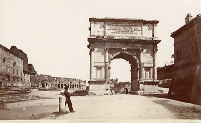 Photo Stereo Vintage Albumine ITALIE Rome Colisée et Arc de Triomphe de Titus 
