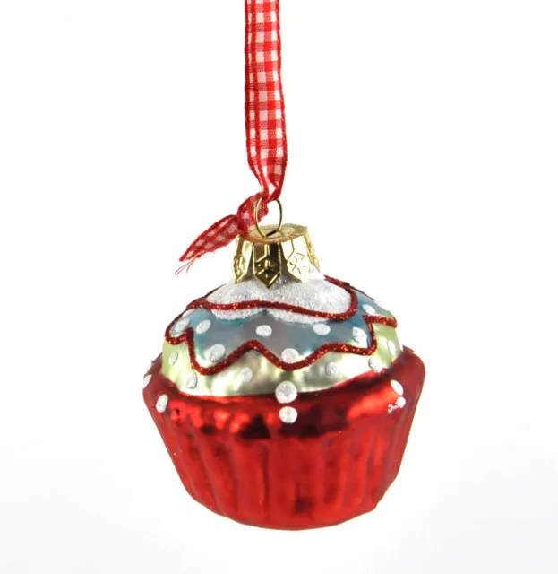 Red Cup Cake with Icing Bauble Decoration by Gisela Graham - New Unused Ex stock