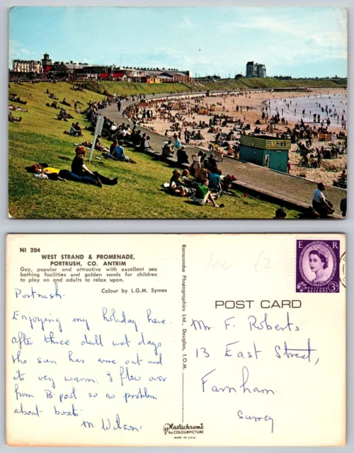 s20839 West Strand Portrush Antrim Northern Ireland  postcard 1960s stamp