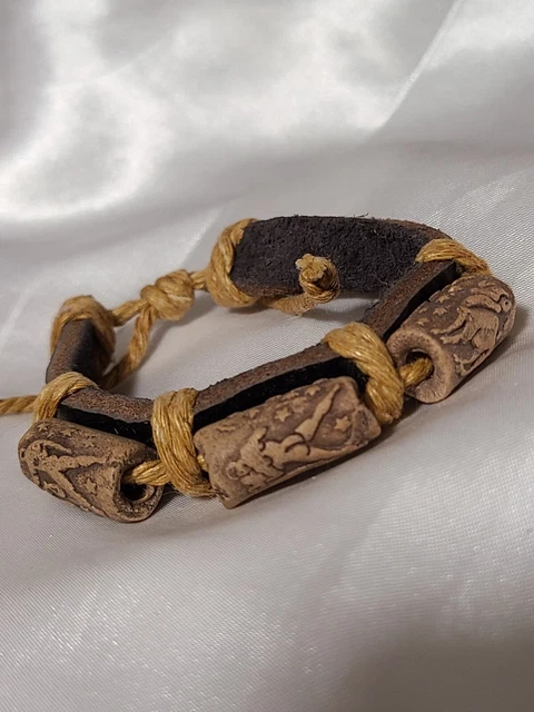 ZODIAC Birth Star Signs Horoscope Leather Surf Tube Bead Bracelet Jewellery 99p
