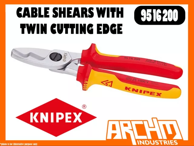 Knipex 9516200 - Cable Shears - Twin Cutting Edge - 200Mm - 1000 Vde - Hardened