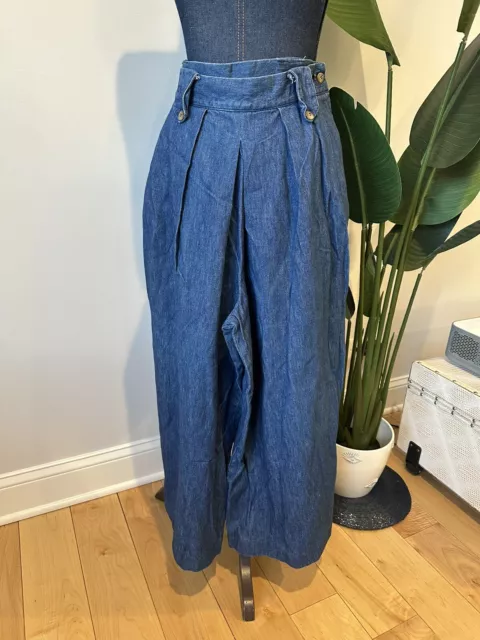 Vintage Abercrombie & Fitch 60s 70s Denim Culottes Wide Leg Crop Jeans Size 14