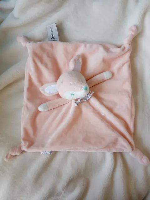 Doudou faon biche daim plat rose noeud prepaman orchestra etat neuf