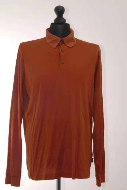 HUGO BOSS Men's Longsleeve Shirt XL Orange Terracotta Button Cotton