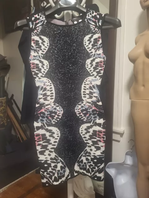 BCBG MAXAZRIA Black & Pink WHite Design Bodycom STretch Dress XS