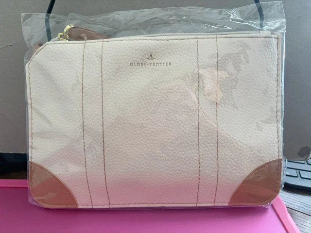 Pochette Clutch Globe-Trotter Bleu Ciel - Cuir, Fermeture Zip, Petite Taille Avec Bracelet