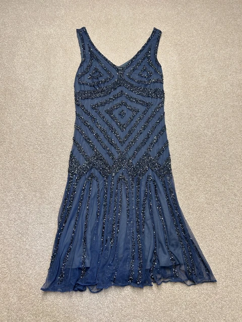 Pisarro Nights Sequin Midi Dress Size UK 16 Cocktail Evening Blue