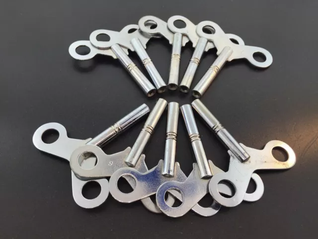 Clock Keys Set of 10 Steel # 6 English size 3.6 mm or .142 in.