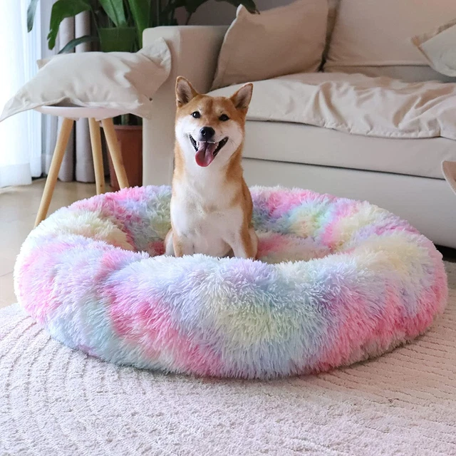 Calming Donut Dog Bed for Small Medium and Large Dogs Anti-Anxiety Plush Soft an 2