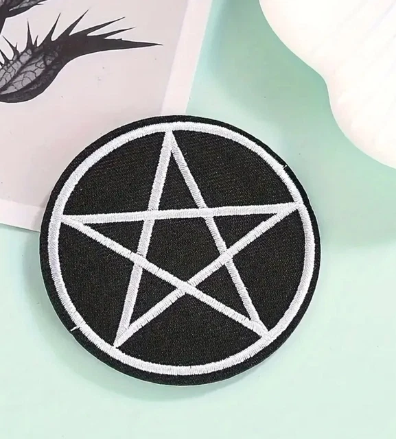 Satanic Inverted Cross Patch – Iron On, Gothic Pagan Biker Horror Halloween