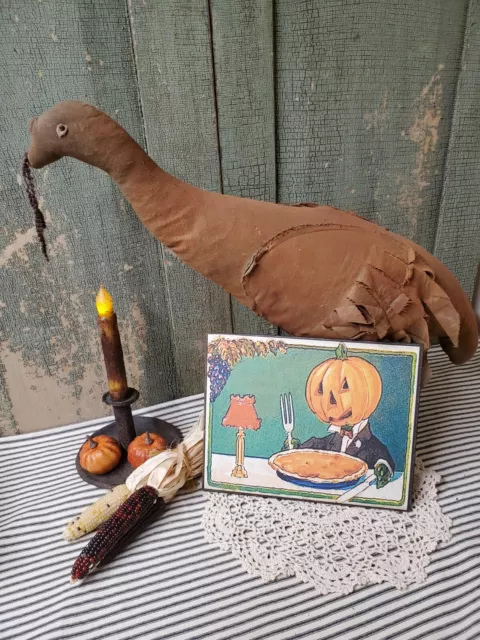 Vintage Primitive Victorian  Style Thanksgiving Halloween Pumpkin Man Pie Sign