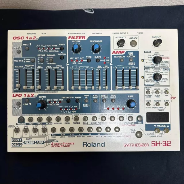 Roland SH-32 Synthesizer Module Sequencer Drum Machine USED