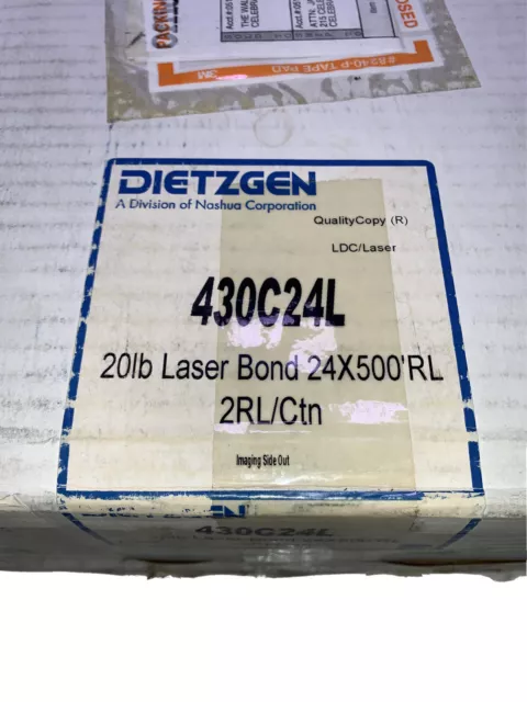 430C24L Dietzgen Engineering Laser Bond Paper, 20 lb, 2 Rolls - 24'' x 500' 3