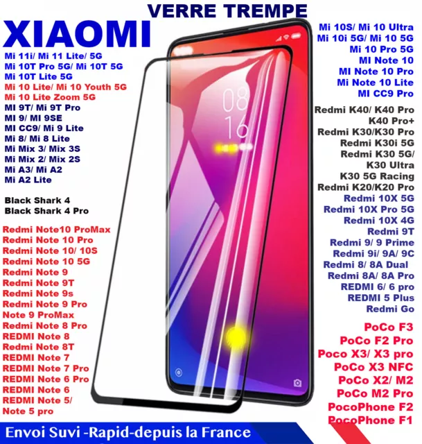 Verre Trempé Xiaomi Mi Redmi Note 10 9 9S SE 10T 9T 8T 8 7 6 5 pro lite A3 Mix 3