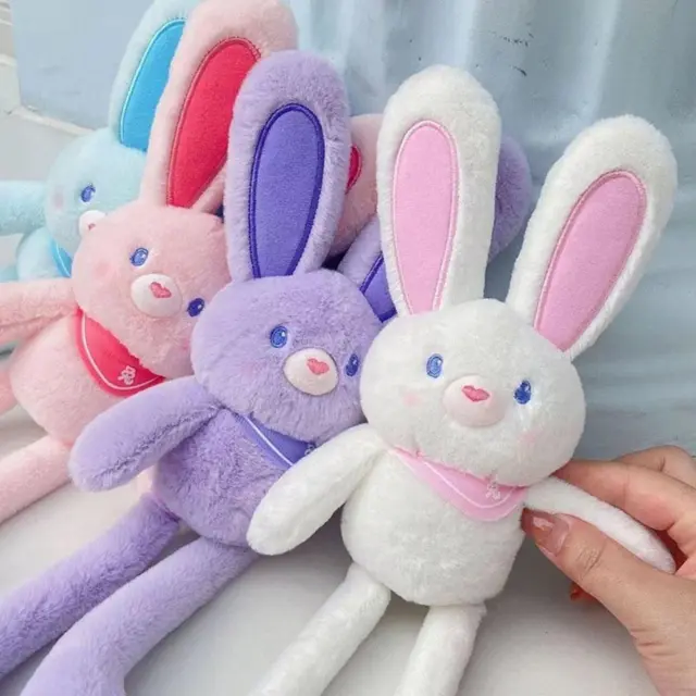 Soft Bunny Plush Stuffed Animal Toy Pull Ears Rabbit Plush Bed Toy Comfort Do υи