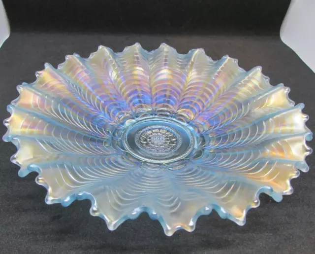 Beautiful Colors!  Northwood Ice Blue PCE Nippon Bowl - 1920s Carnival Glass