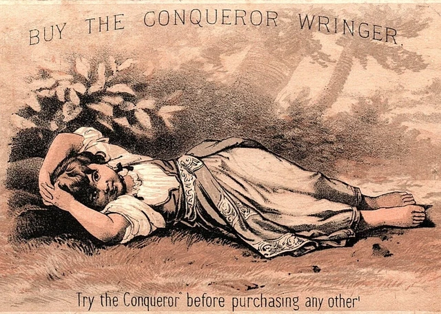 T R. Newcomb C1880 ORLEANS MASS The Conqueror Wringer T.s. Newcomb & Son Trade Card ...