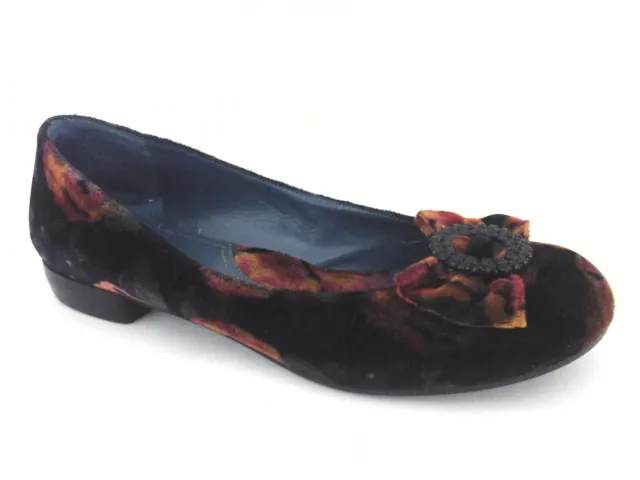 VIA SPIGA Velvet Floral Ballet Flats Bow Rhinestone Accent Slip On US 7.5 $225