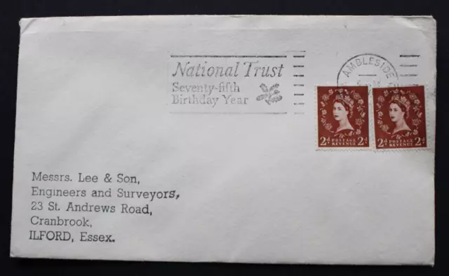 'National Trust 75th Birthday' 1970 Ambleside, Westmorland Slogan postmark cover