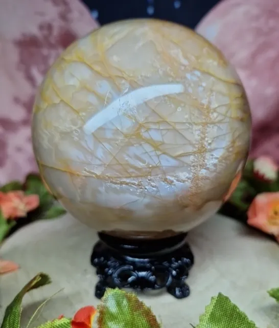 Stunning Big Flashy Peach Moonstone Crystal Sphere 10.5cm 1.46kg - Orb Lunar