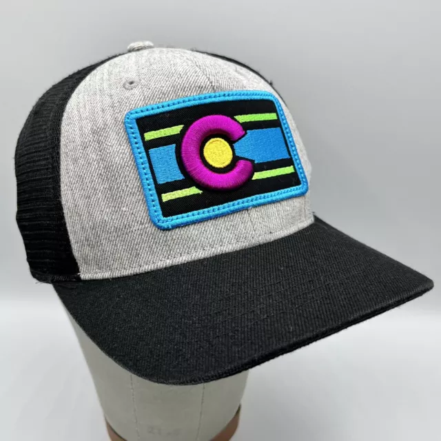 COLORADO LIMITED Retro Snapback Trucker Hat Neon State Flag Patch Grey Black Cap