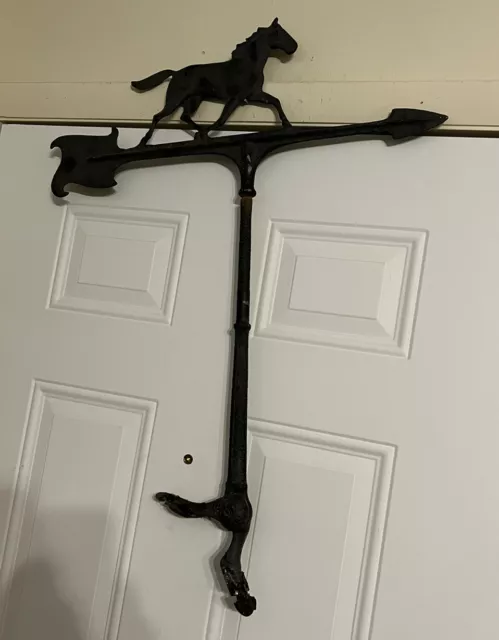 Antique Mid-Century Horse Wrought Iron Weathervane Cupola Roof Topper 30"x24"