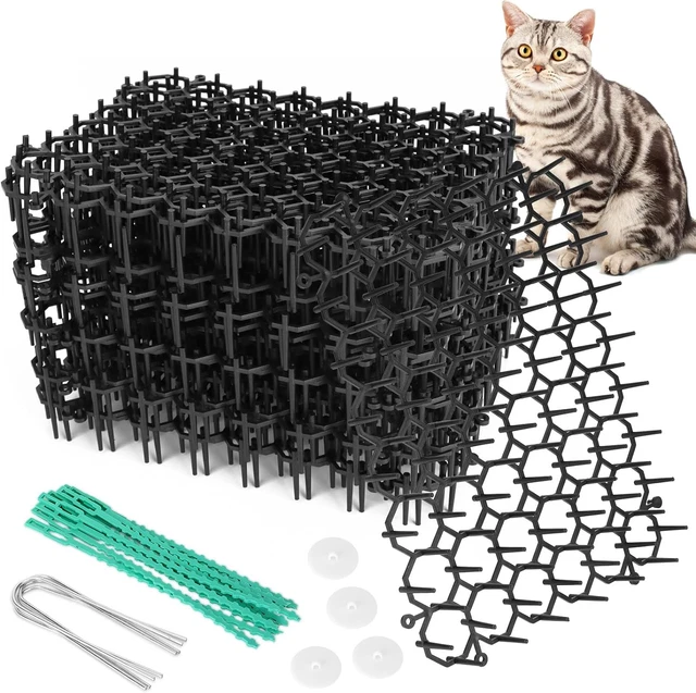 Cat Scat Mats with Spikes, SANEIYA 12pcs Outdoor Cat Repellent Indoor Cat Mat *
