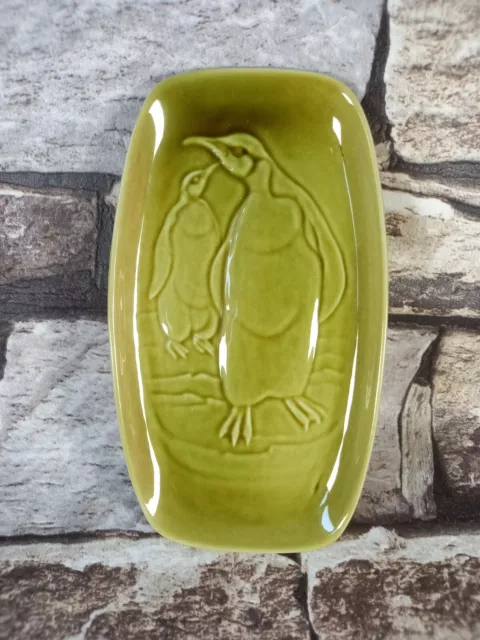 Poole Pottery Penguin Trinket Tray Dish Olive Green Made In England