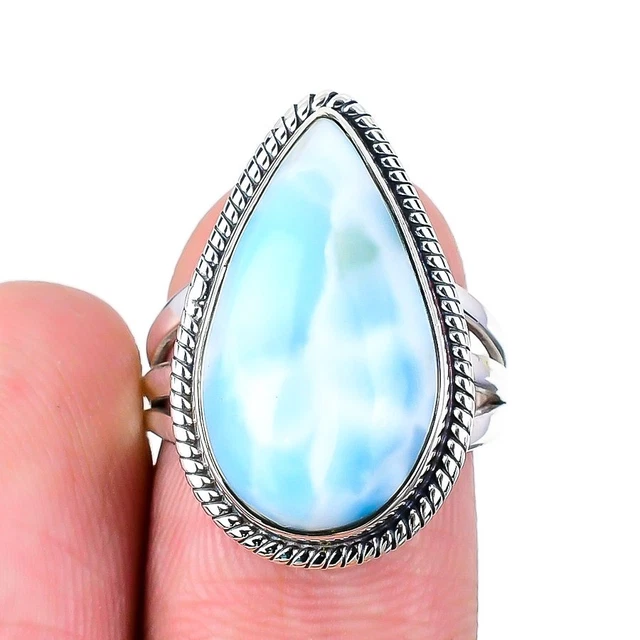 Bague Argent 925 Avec Amazonite Naturelle – Taille 7 – Faite Main En Inde – Neuf Sans Boîte