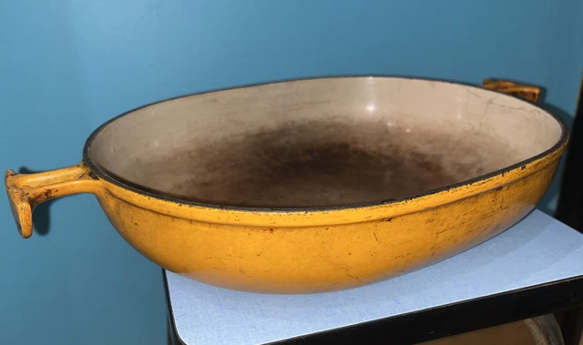 Grand Plat à Poisson En Fonte émaillée Orange – Style Le Creuset – Vintage