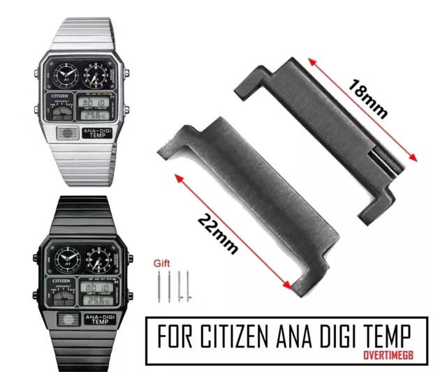 WATCH STRAP ADAPTER FOR CITIZEN ANA DIGI TEMP   LUG 18mm TO 22mm METAL