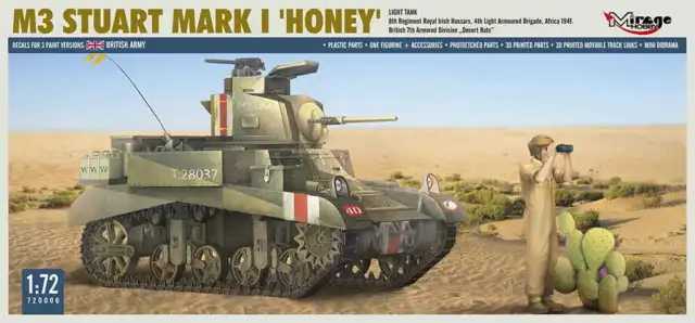 MIRAGE HOBBY 720006 1:72 M3 STUART Mk I 'HONEY' Light Tank [MODEL KIT]