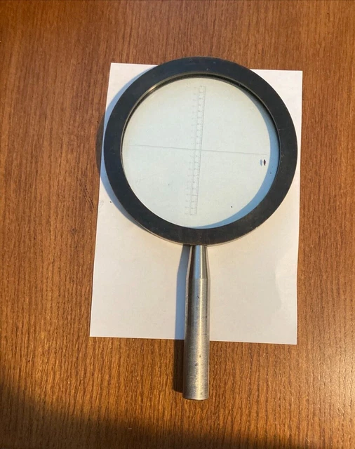 Vintage  Hand held Bronze Crosshair Reticle Scale  Microscope Lens 5.5" Diameter