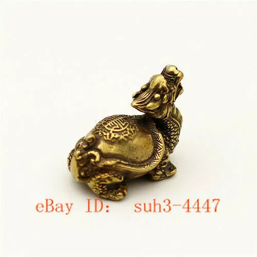 Copper  Brass Dragon Turtle Small Fengshui Statue Ornament Chinese 3