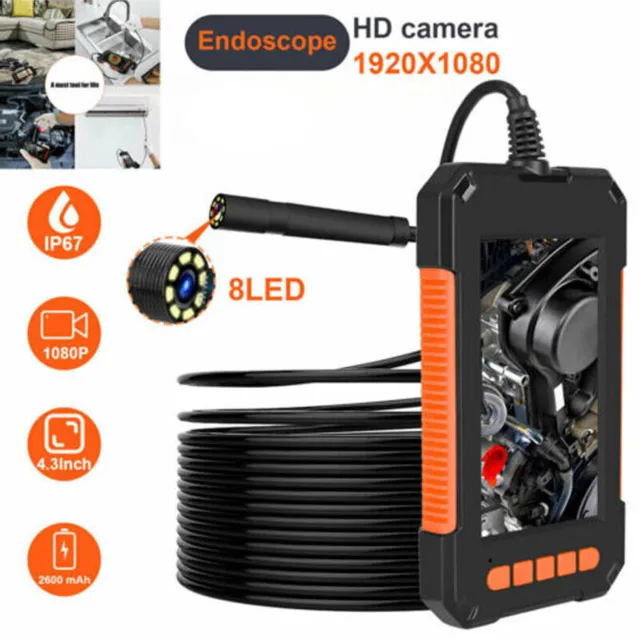 4.3" Endoscope 8mm 1080P HD Digital Industrial Borescope Inspection Camera 5M