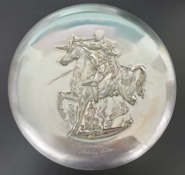 Unicorn Dyonisiaque Salvador Dali 1971 Lincoln Mint Sterling Plate Sealed 00171