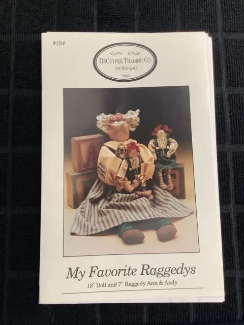 Primitive Style Sewing Pattern, Raggedy Ann Doll Pattern Only 1992