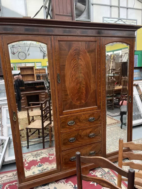 Magnificent Triple Combination Victorian Mahogany Wardrobe Stunning