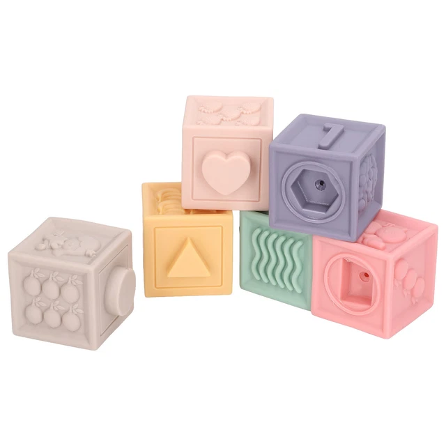 6PCS Baby Soft Building Blocks Toys Early Educational Squeezable Stackable With
