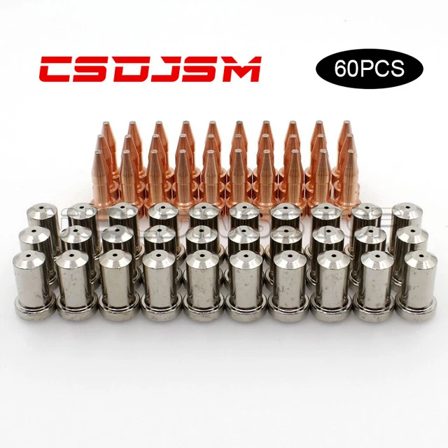 60pcs Plasma Cutter Electrode NozzlesTip 80A 33366XL 33418 for PT-23 PT-27
