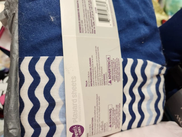 Parents Choice Playard Sheets, 100% Cotton, blue, 2 Pack Free Shipping NEW